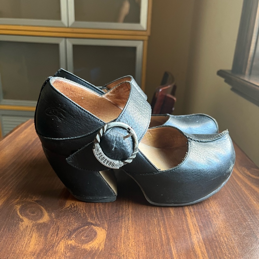 John Fluevog Leader Platform Mary Jane Clog Heels